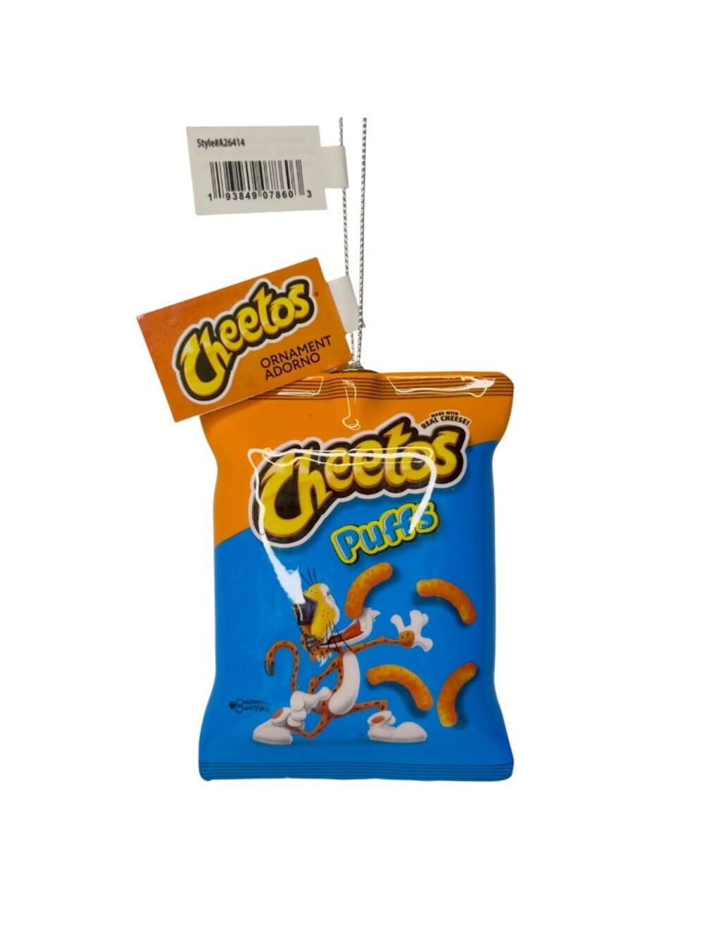 Cheetos Puffs Snack Bag Christmas Holiday Ornament 4" Blue Orange by Ruz NEW!